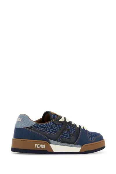 Fendi Match Jacquard Ff Sneaker Blue In Multi
