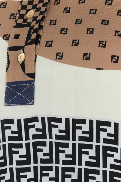 Fendi Midi Chemisier Patchwork Dress In Multi