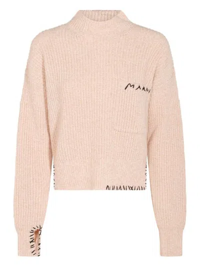Marni Asymmetrical Turtleneck Sweater With Ribbed Texture