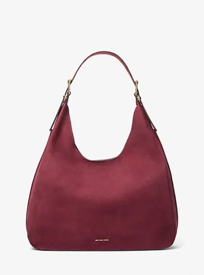 Michael Kors Nolita Large Leather Hobo Shoulder Bag In Red