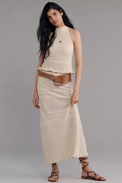 Endless Rose Knit Pointelle Ruffled Fit & Flare Maxi Skirt