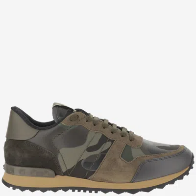 Valentino Garavani Rockrunner Camouflage-print Leather And Suede Low-top Trainers