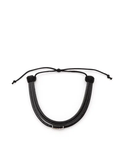 Saint Laurent Cassandre Multi-strand Leather Bracelet Accessories In Black