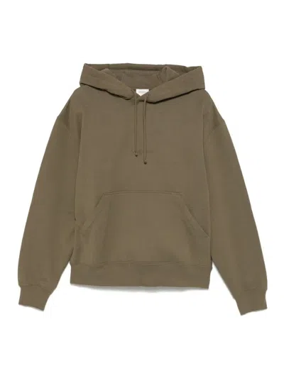 Saint Laurent Hooded Sweatshirt With Logo In Green