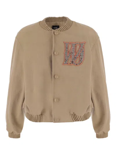 We11 Done Beige Cotton-blend Bomber Jacket