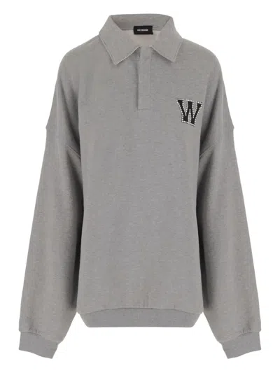We11 Done Gray Pearl Logo Polo
