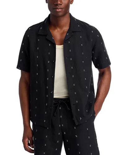 Rag & Bone Avery Embroidered Linen Shirt Blkrm In Black