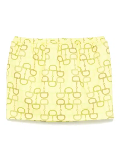 Gucci Horsebit Print Skirt Skirts Yellow In Green
