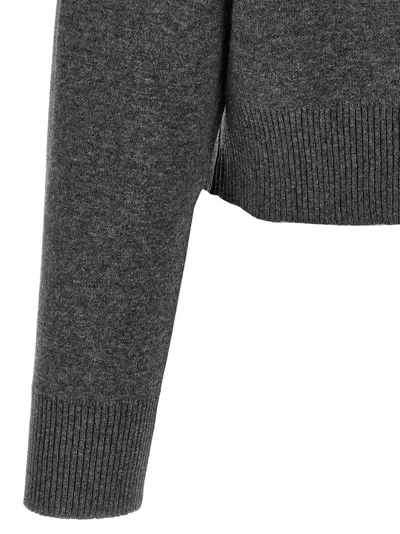 Brunello Cucinelli 'shiny Zipper Pull' Wool Cardigan In Gray