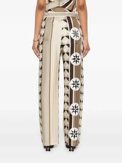 Loewe Printed Silk Pajama Trousers In Brown