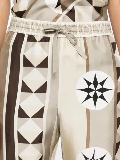 Loewe Printed Silk Pajama Trousers In Brown