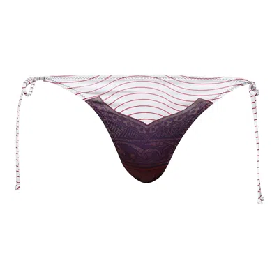 Pre-owned Jean Paul Gaultier Cartouche Printed Bikini Bottom 'red/white/burgundy'