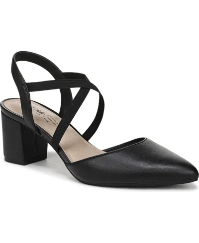 Lifestride Women's April Block Heel Ankle Strap Slingback Pumps In Black