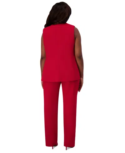 Kasper Notched Collar Open-front Regular & Plus Sizes Vest Jacket In Red