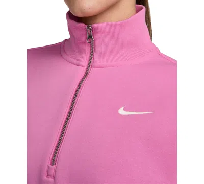 Nike Women's  Sportswear Phoenix Fleece 1/4-zip Cropped Sweatshirt In Brown