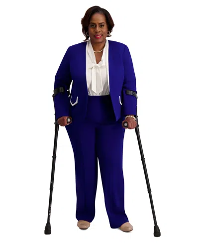 Kasper Framed Collarless Jacket, Regular & Plus In Purple