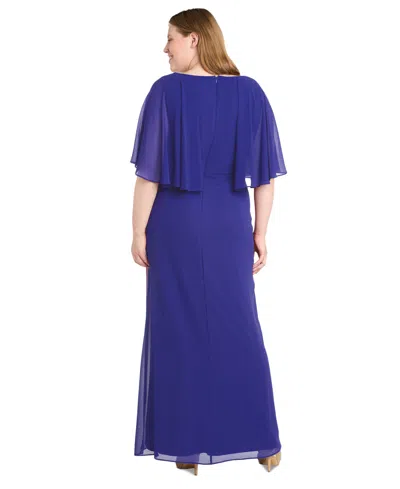 R & M Richards 3144w Plus Size Long Mother Of The Bride Formal Dress In Blue
