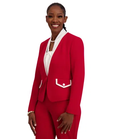 Kasper Framed Collarless Jacket, Regular & Plus In Red