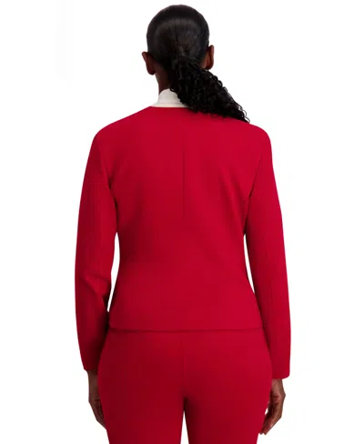 Kasper Framed Collarless Jacket, Regular & Plus In Red