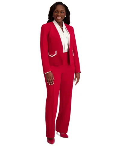 Kasper Framed Collarless Jacket, Regular & Plus In Red