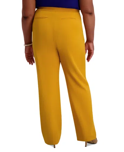 Kasper High-rise Pull-on Rivet Pants, Regular & Plus In Yellow