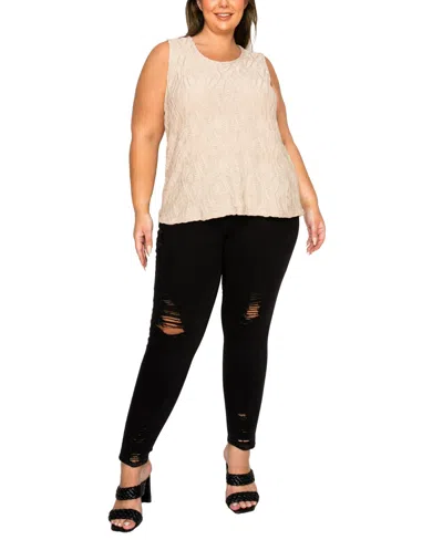 Coin 1804 Plus Size Spiral Wave Texture Tank Top