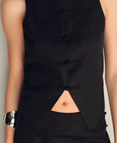 Mango Round Neck Waistcoat Co-ord In Black