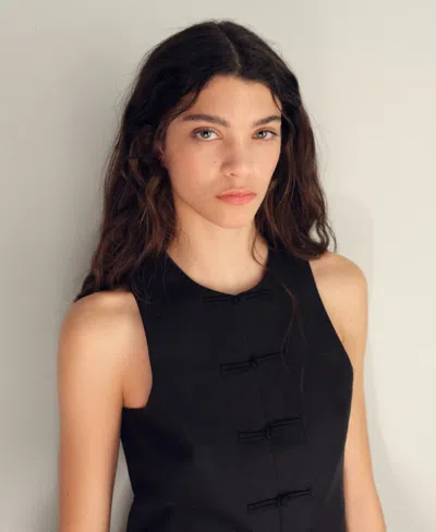 Mango Round Neck Waistcoat Co-ord In Black