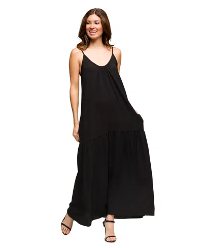 24seven Comfort Apparel Women's Lightweight Spaghetti Strap Pocket Maxi Dress