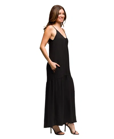 24seven Comfort Apparel Women's Lightweight Spaghetti Strap Pocket Maxi Dress