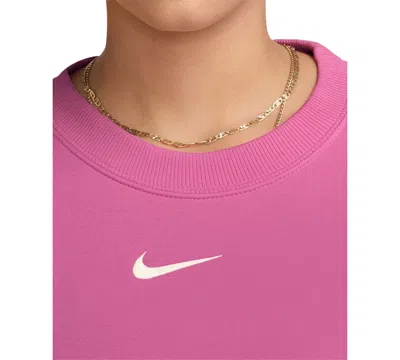 Nike Phoenix Fleece Oversize Crewneck Sweatshirt In Burgundy