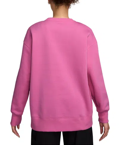 Nike Phoenix Fleece Oversize Crewneck Sweatshirt In Burgundy