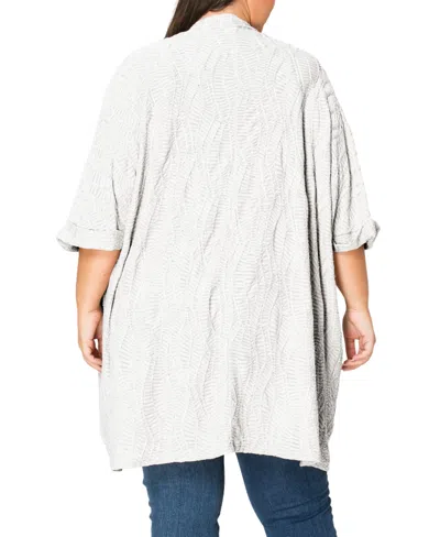 Coin 1804 Plus Size Spiral Wave Texture Dolman Cardigan Sweater In White