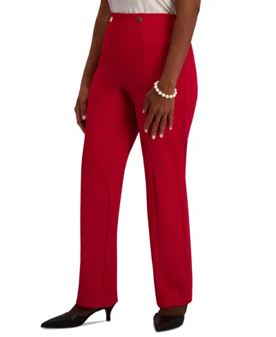 Kasper High-rise Pull-on Rivet Pants, Regular & Plus In Red
