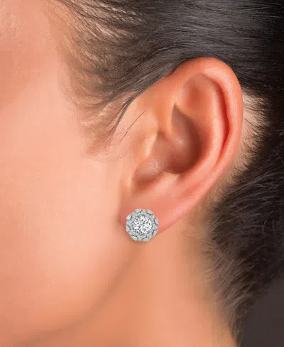 Macy's Cubic Zirconia Halo Stud Earrings In 14k Yellow Gold Over Sterling Silver