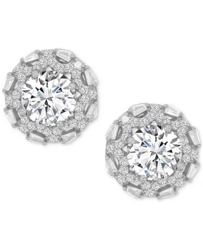 Macy's Cubic Zirconia Halo Stud Earrings In 14k Yellow Gold Over Sterling Silver