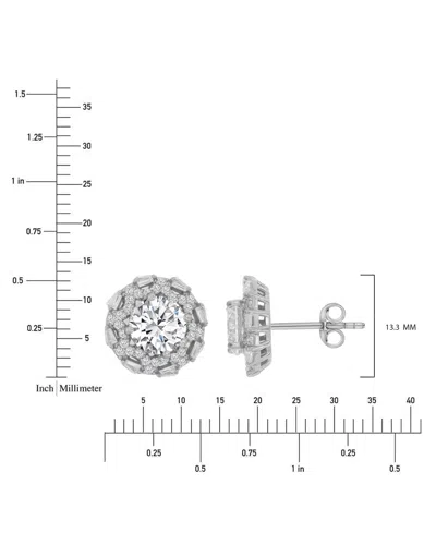 Macy's Cubic Zirconia Halo Stud Earrings In 14k Yellow Gold Over Sterling Silver