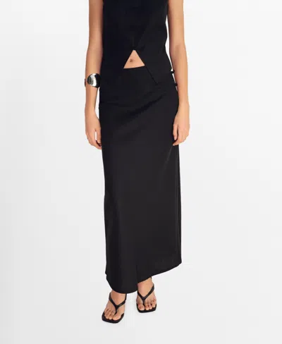 Mango Women's Linen-blend Straight Skirt In Black