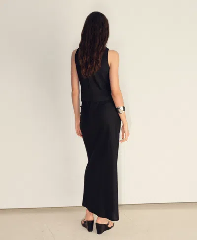 Mango Women's Linen-blend Straight Skirt In Black