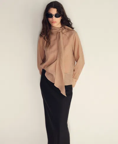 Mango Women's Linen-blend Straight Skirt In Black