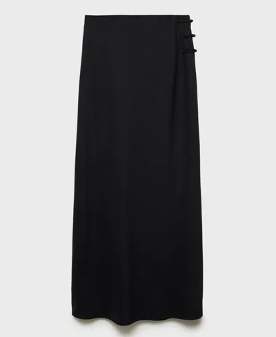 Mango Women's Linen-blend Straight Skirt In Black