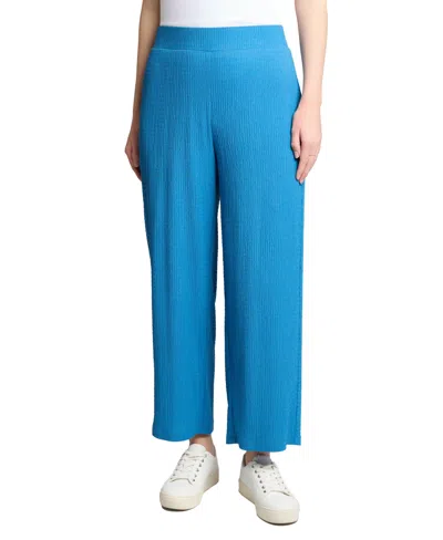 Jones New York Pull-on Crop Wide Leg Pants In Blue