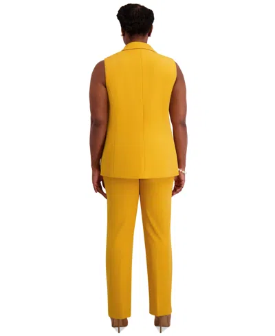 Kasper Notched Collar Open-front Regular & Plus Sizes Vest Jacket In Multi