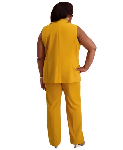 Kasper Notched Collar Open-front Regular & Plus Sizes Vest Jacket In Multi