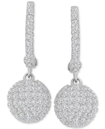 Macy's Cubic Zirconia Micro-pave Dangle Small Huggie Hoop Earrings