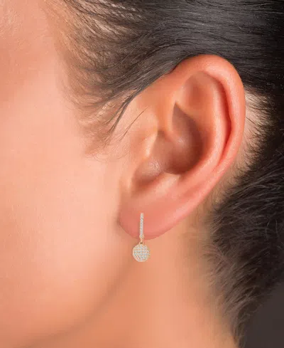 Macy's Cubic Zirconia Micro-pave Dangle Small Huggie Hoop Earrings