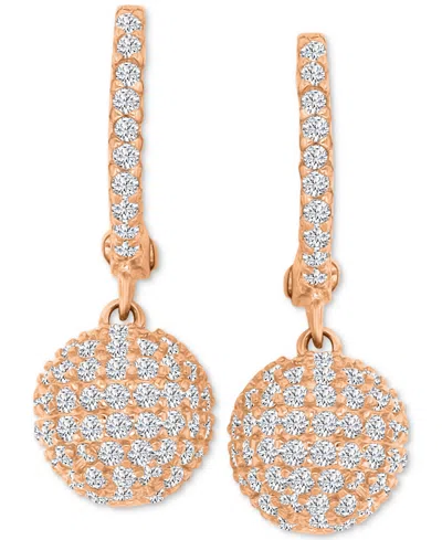 Macy's Cubic Zirconia Micro-pave Dangle Small Huggie Hoop Earrings