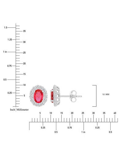 Macy's Cubic Zirconia Green Stone Oval Halo Stud Earrings In Sterling Silver