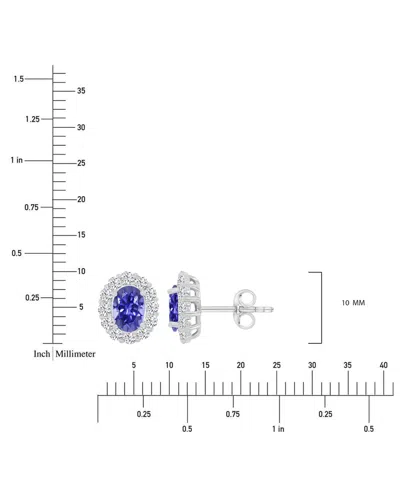 Macy's Cubic Zirconia Green Stone Oval Halo Stud Earrings In Sterling Silver