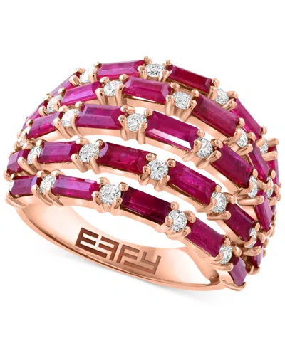 Effy Collection Diamond (5/8 Ct. T.w.) & Blue Sapphire (3 Ct. T.w.) Ring In 14k White Gold (available In Pink Sapphi